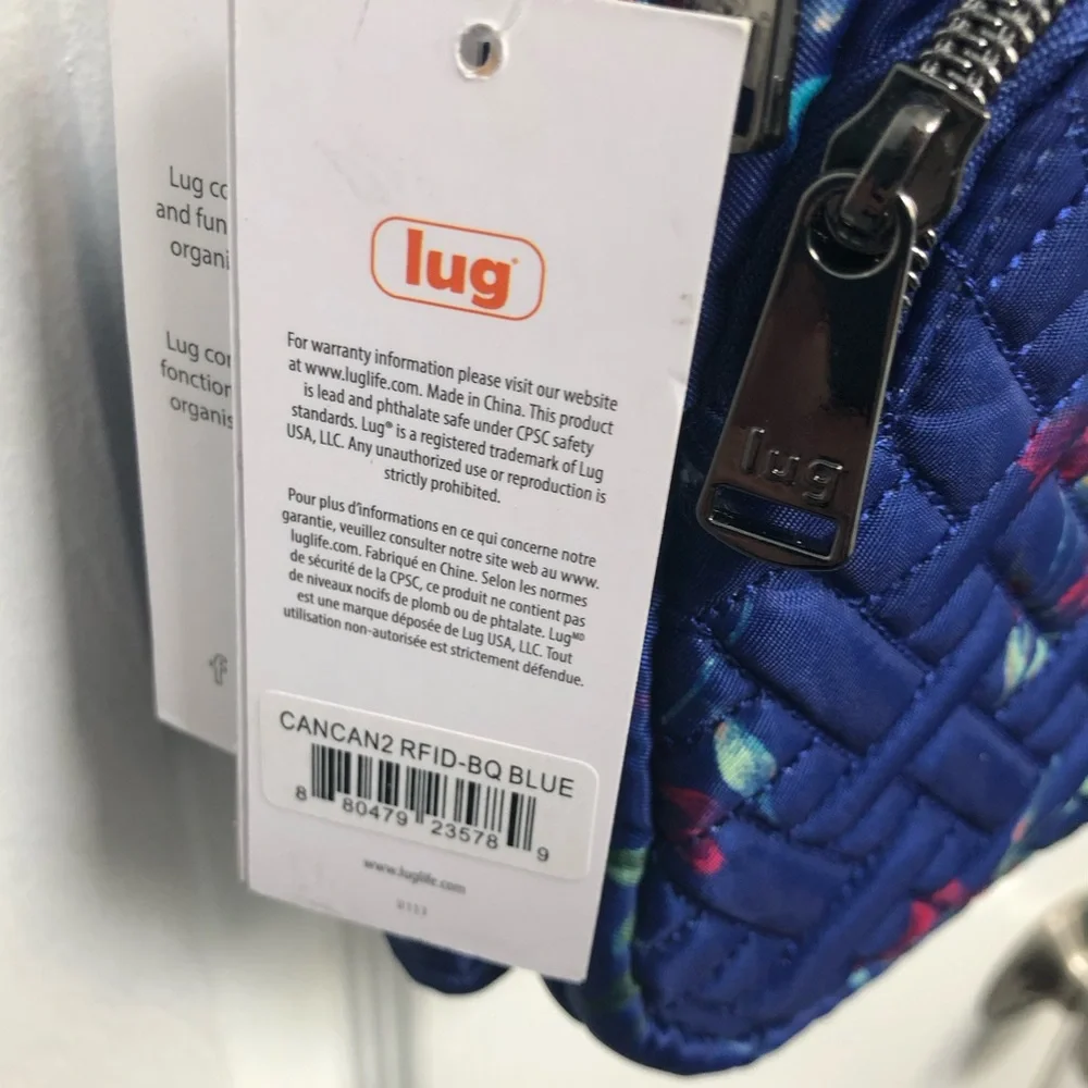 Lug Can Can Quilted Blue Floral Convertible Crossbody Bag NWT
